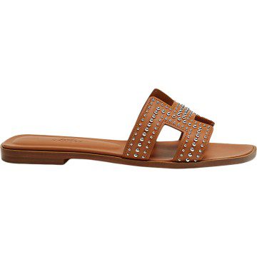 Hermes Oran Sandal Naturel Mini Stud Calfskin Leather (H222104Z)