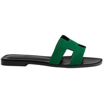 Hermes Oran Sandal Vert Electrique Suede Goatskin (H222288Z)