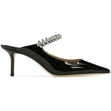 Jimmy Choo Bing 65mm Heeled Mule Black Patent Leather (BING65PAT#BLACK)