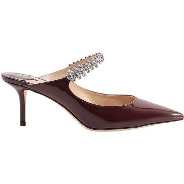 Jimmy Choo Bing 65mm Heeled Mule Burgundy Patent Leather (BING65PAT#BURGUNDY)