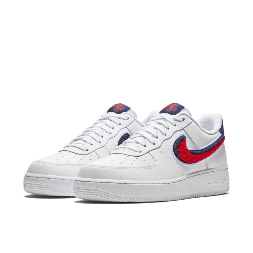 air force 1 low 3d chenille swoosh white red blue