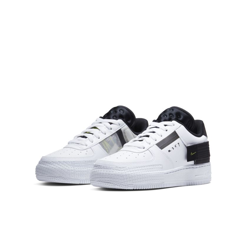 nike air force 1 low type white black volt