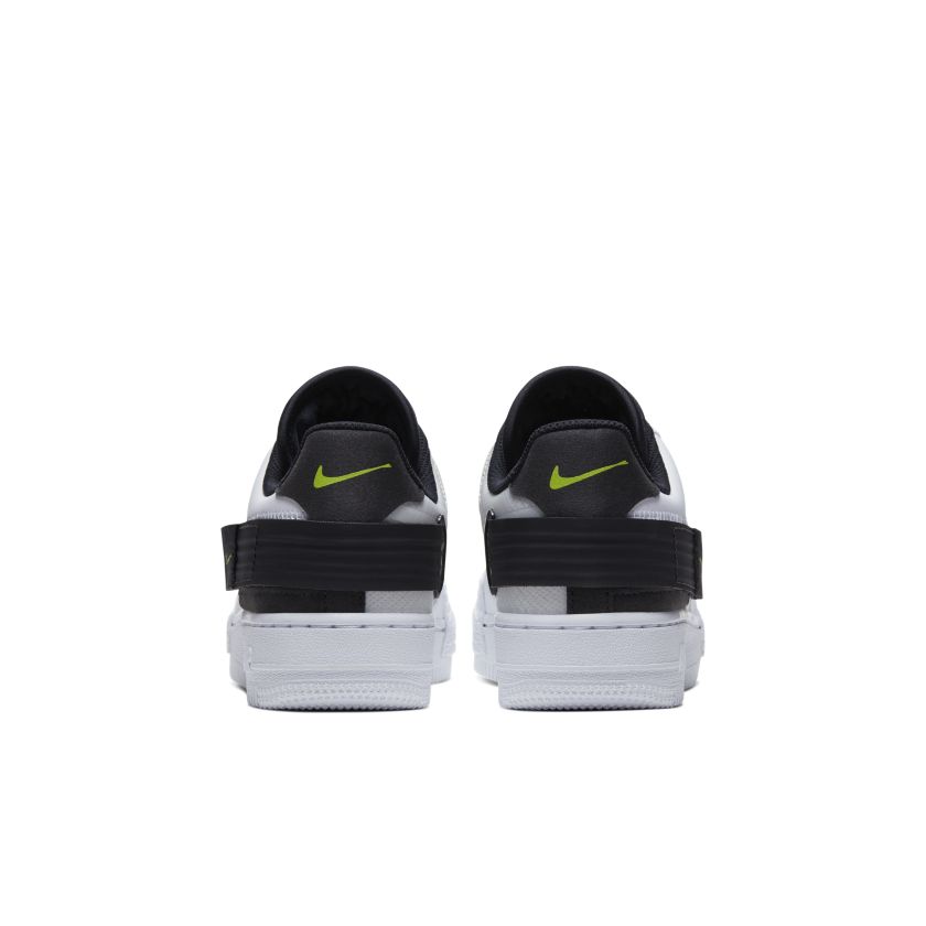 nike air force one type white black volt