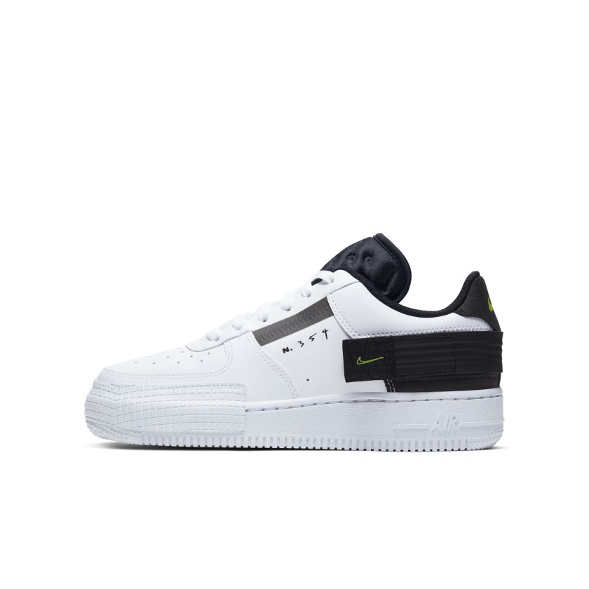 nike air force 1 low type white black volt