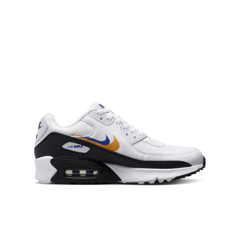 Nike Air Max 90 Double Swoosh White Black Gold Royal (GS) (FJ4592-100)