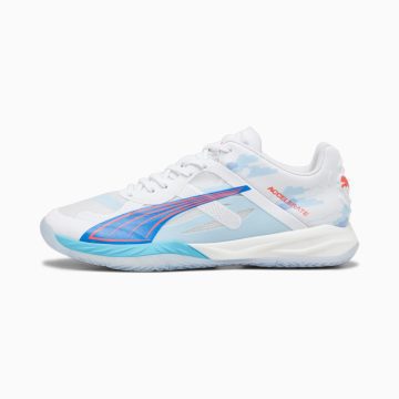 Puma Accelerate NITRO SQD Abalo zaalschoenen Wit/Blauw/Roze (107591-01)