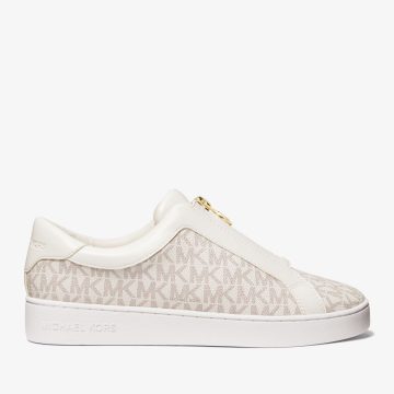Michael Kors MK Keaton Signature Logo Zip-Up Trainers – Vanilla (43R4KTFP2B-0150)
