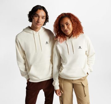 Converse Converse Go-To Embroidered Star Chevron Fleece Hoodie met standaardpasvorm Converse Egret (10024509-A17)