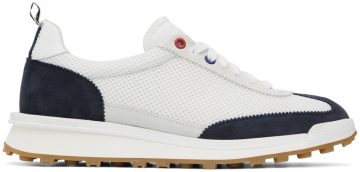 Thom Browne Navy Tech Runner Low Top Sneakers (MFD180B-03050)