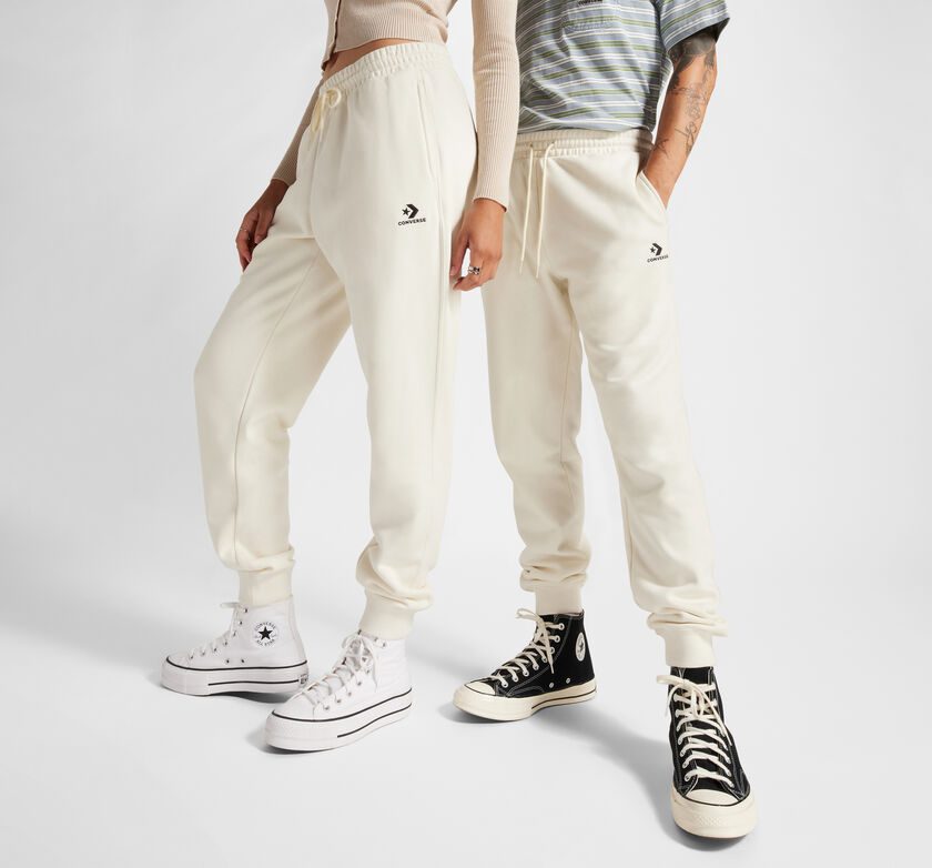Converse Converse Go-To Embroidered Star Chevron Fleece Sweatpant met standaardpasvorm Converse Egret (10024521-A29)