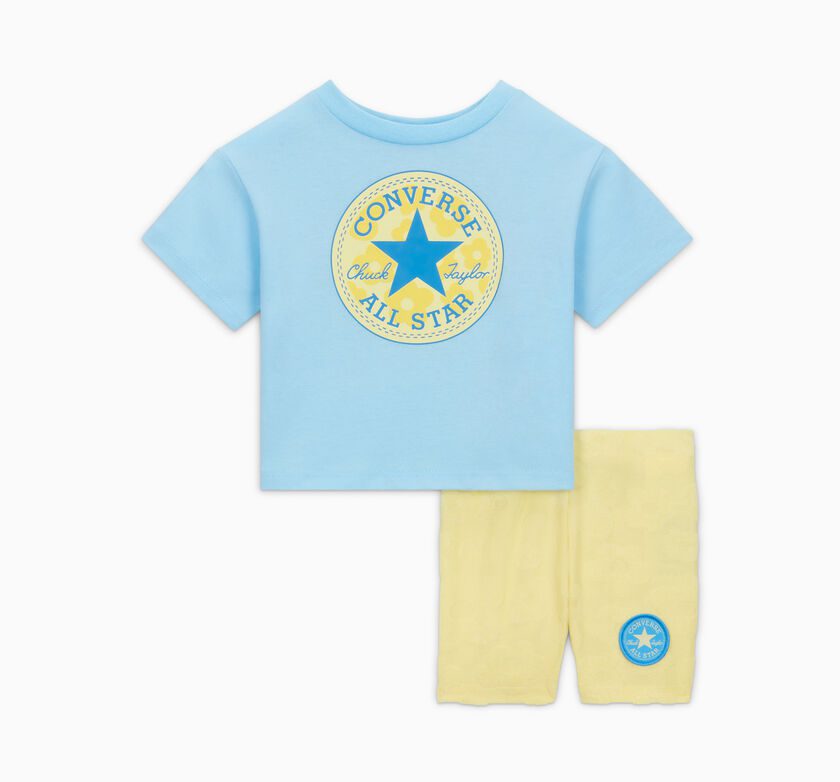 Converse Chuck Taylor Patch T-Shirt & Biker Shorts Set Like Butter (10027457-A01)