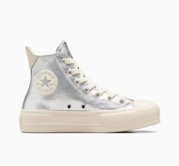 Converse Chuck Taylor All Star Lift Platform Metallic Pure Silver/natural Ivory (A09902C)