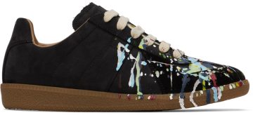 Maison Margiela Black Replica Paint Sneakers (S58WS0101 P1892)