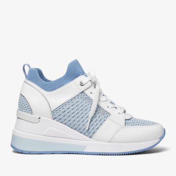 Michael Kors MK Georgie Leather and Textured Knit Trainer – Pale Ocean (43S4GEFS2D-1497)