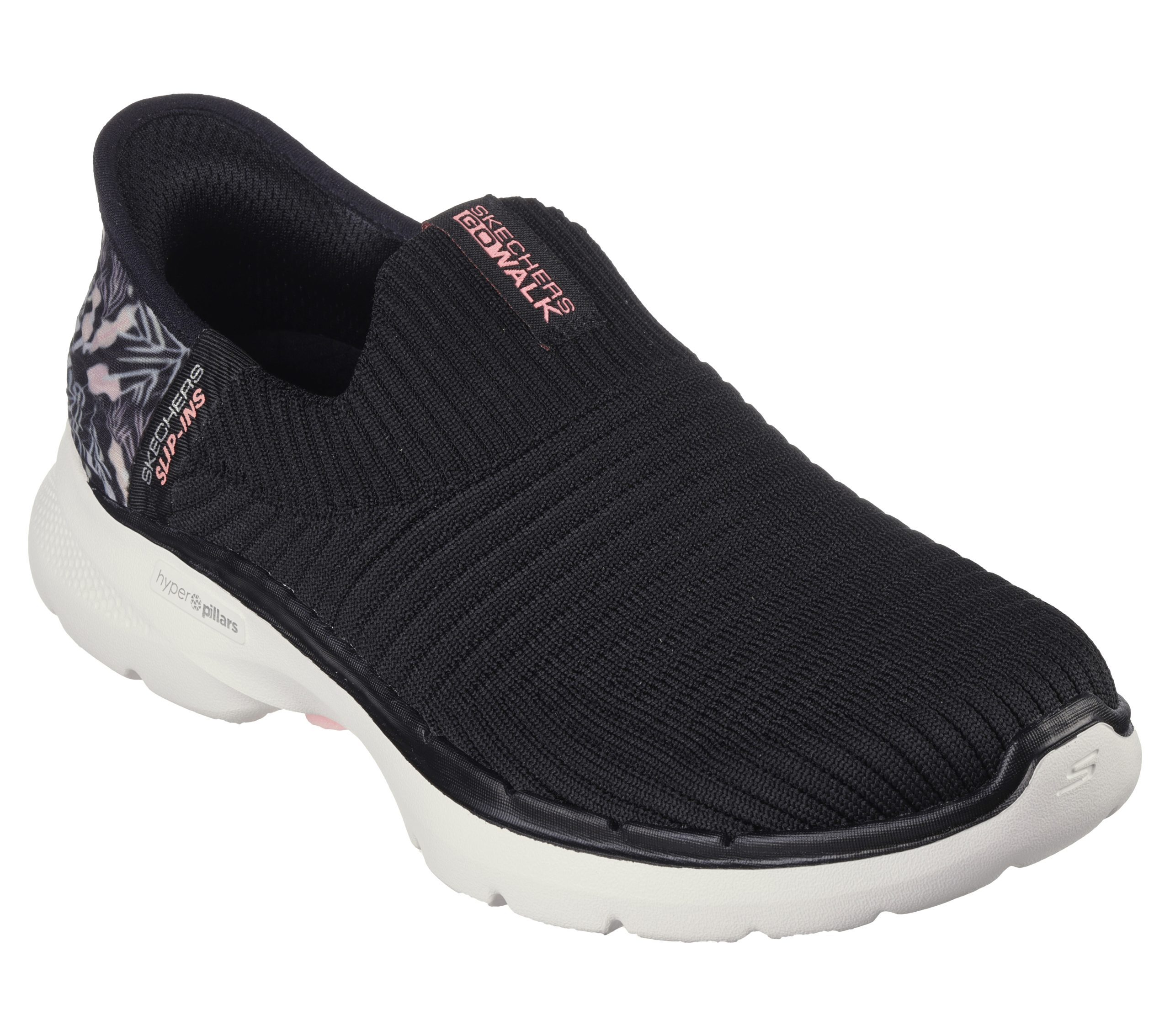 Skechers Skechers Slip-ins: GO WALK 6 – Tropical Bay – Zwart / Roze (124626-BKPK)