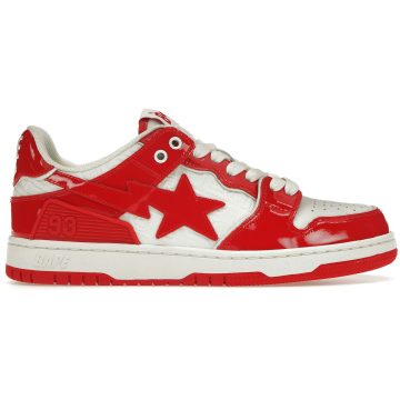 A Bathing Ape Bape SK8 Sta Red White Patent (001FWJ201003-RED/1J20-191-003-RED/1J20-291-003-RED)