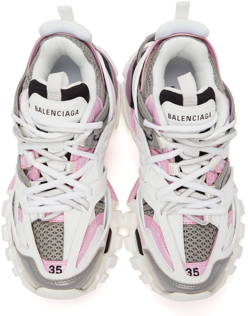 Balenciaga White & Pink Track 2.0 Sneakers (542436 W2FS9)
