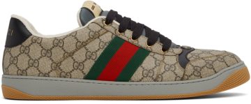 Gucci Beige & Black Screener GG Sneakers (674530 96GE0)