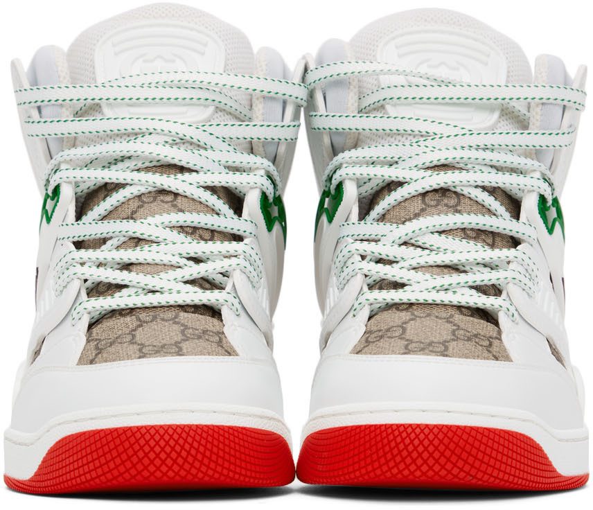 Gucci White ‘Gucci Basket’ Interlocking G Sneakers (673077 2SHG0)