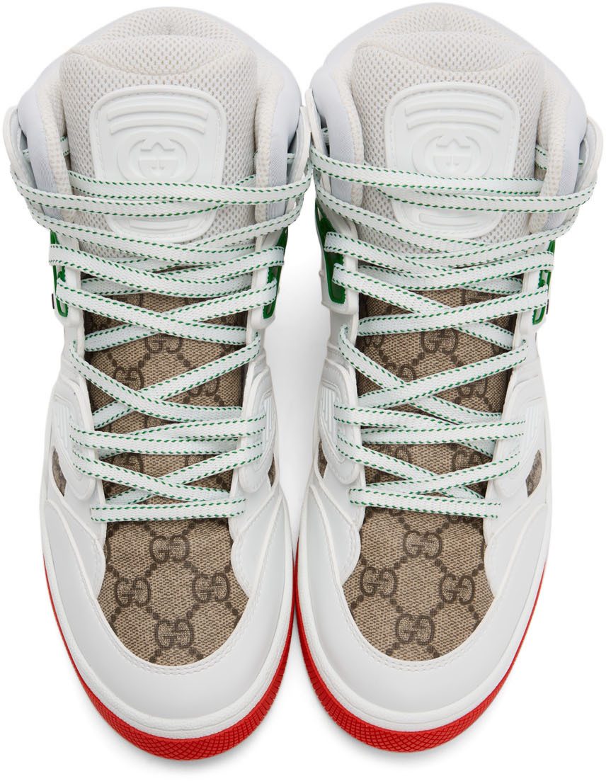 Gucci White ‘Gucci Basket’ Interlocking G Sneakers (673077 2SHG0)