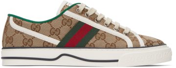 Gucci Beige GG Supreme ‘Gucci Tennis 1977’ Sneakers (606110 HVK20)