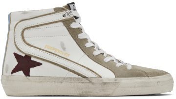 Golden Goose SSENSE Exclusive White & Taupe Slide Sneakers (GWF00115.F003604.81885)