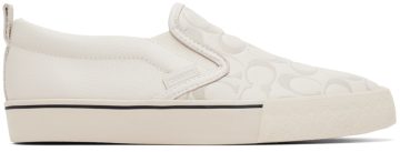 Coach 1941 White Leather Skate Slip-On Sneakers (CA283 CHK)