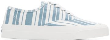 Maison Kitsuné Blue & White Canvas Laced Sneakers (IU04837WW4005)
