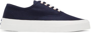 Maison Kitsuné Black Canvas Laced Low-Top Sneakers (CU04706WW9000)