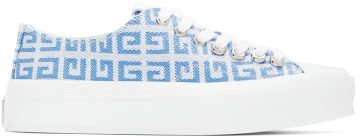 Givenchy White & Blue 4G City Low-Top Sneakers (BE001NE10N114)