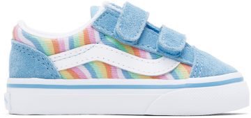 Vans Baby Blue Wavy Rainbow Old Skool V Sneakers (VN000D3YAC21)