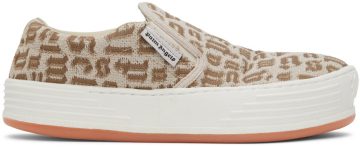 Palm Angels Beige Jacquard Logo Sneakers (PWIA040S22FAB0016160)