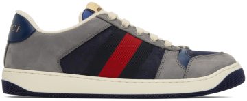 Gucci Navy & Gray Screener Sneakers (576223 FAA3T)
