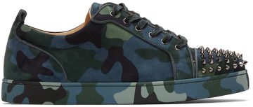 Christian Louboutin Blue & Green Louis Junior Spikes Orlato M494 MULTI/GUN METAL (1220591)