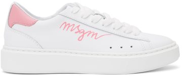 MSGM White & Pink Logo Low Pink (3041MDS11 038)