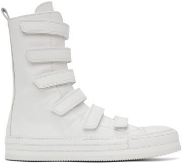 Ann Demeulemeester White Leather Velcro High-Top WHITE (2101-4243-376)
