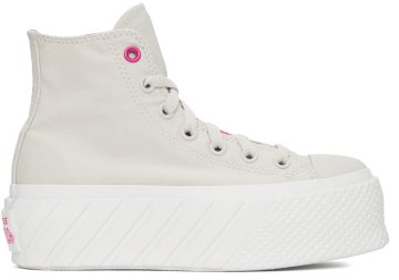 Converse Beige Chuck Taylor All Star Lift Ripple High Pale Putty/Pink (571676C)