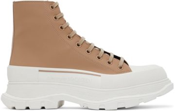Alexander McQueen Beige Leather Tread Slick 2623 CAM./OF.WH/CAM. (682417W4RJ4)