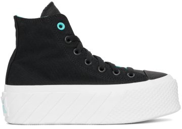 Converse Black Chuck Taylor All Star Lift Ripple High Black/Aqua (571675C)