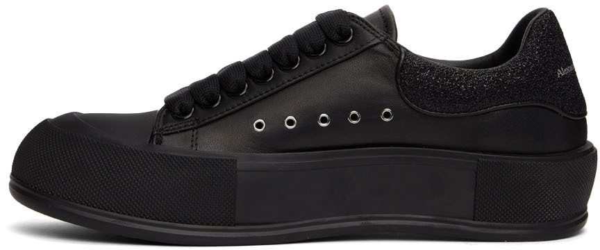 Alexander McQueen Black Glitter Deck Plimsoll 1449 BLACK/STARRY NI (682410WIB66)