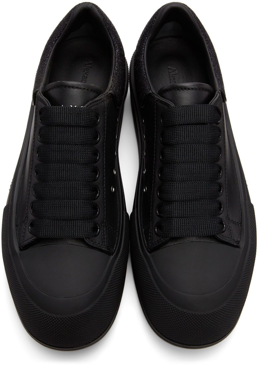 Alexander McQueen Black Glitter Deck Plimsoll 1449 BLACK/STARRY NI (682410WIB66)