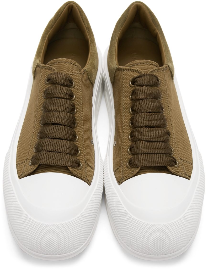 Alexander McQueen Khaki Deck Lace-Up Plimsoll 3227 KHAKI/KHAKI/WHI (654594W4PQ1)