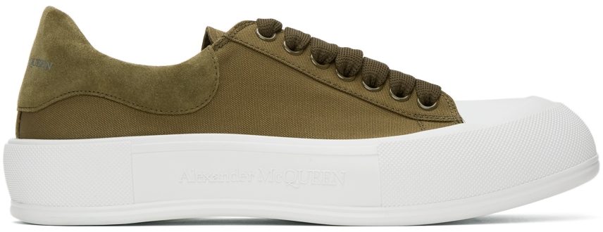 Alexander McQueen Khaki Deck Lace-Up Plimsoll 3227 KHAKI/KHAKI/WHI (654594W4PQ1)