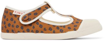 TINYCOTTONS Kids Tan Animal Print Mary Jane Mustard K21 (AW22-361)