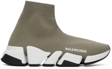 Balenciaga Taupe & White Speed 2.0 9891 Dark Beige/Whi (617196 W2DB2)