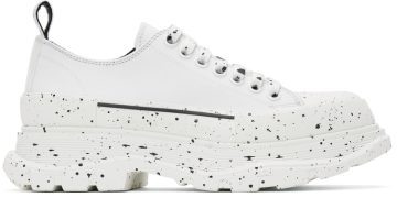 Alexander McQueen White Paint Tread Slick Low 9061 WHITE/BLACK (682414W4MVI)