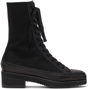 Yohji Yamamoto Black Canvas Heeled High Top 2 Black (FX-E03-062)