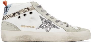 Golden Goose SSENSE Exclusive White & Grey Mid Star Classic Python/Silver (GWF00122.F003015.81689)