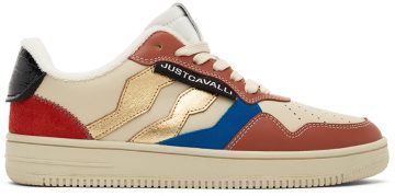 Just Cavalli Beige & Brown Leather Low-Top 968 BURNT BRICK / CR (S08WS0167 P4502)