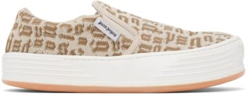 Palm Angels Beige & Brown Monogram Snow Slip BROWN BEIGE (PMIA063F21FAB0016061)